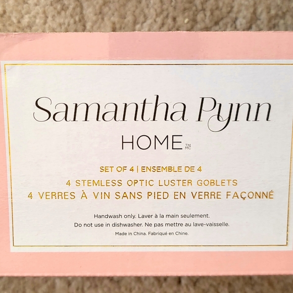 NWT Samantha Pynn Home Set of 4 Stemless Optic Luster Goblets - Picture 2 of 11